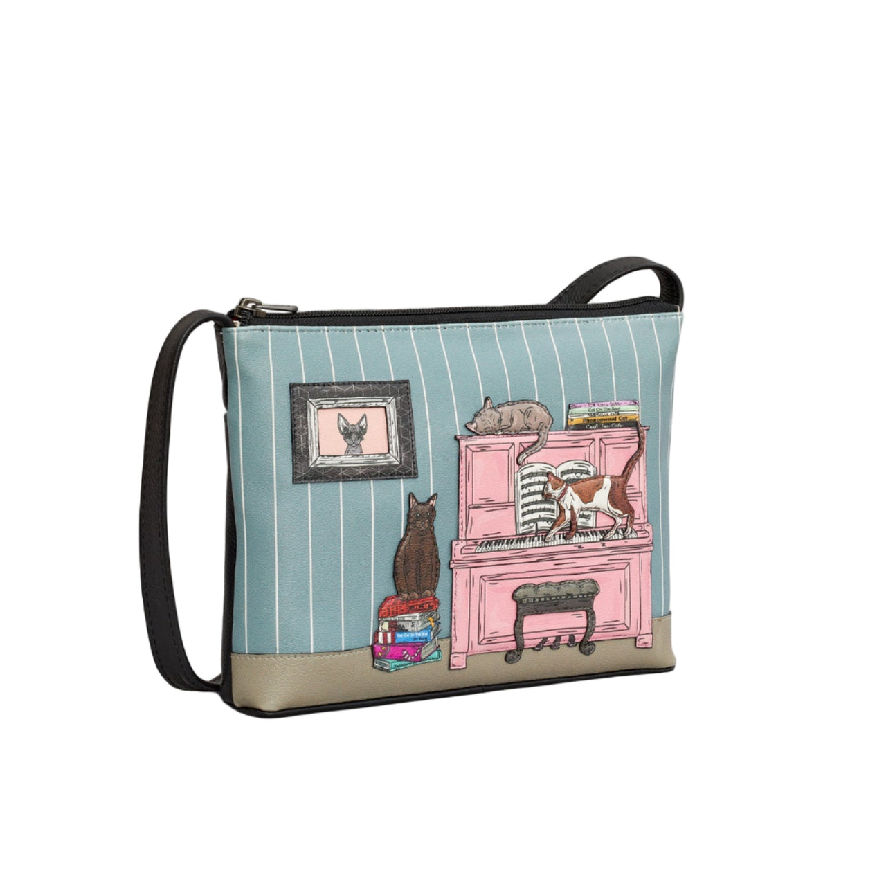 Cross Body Bag - Piano Cats Black