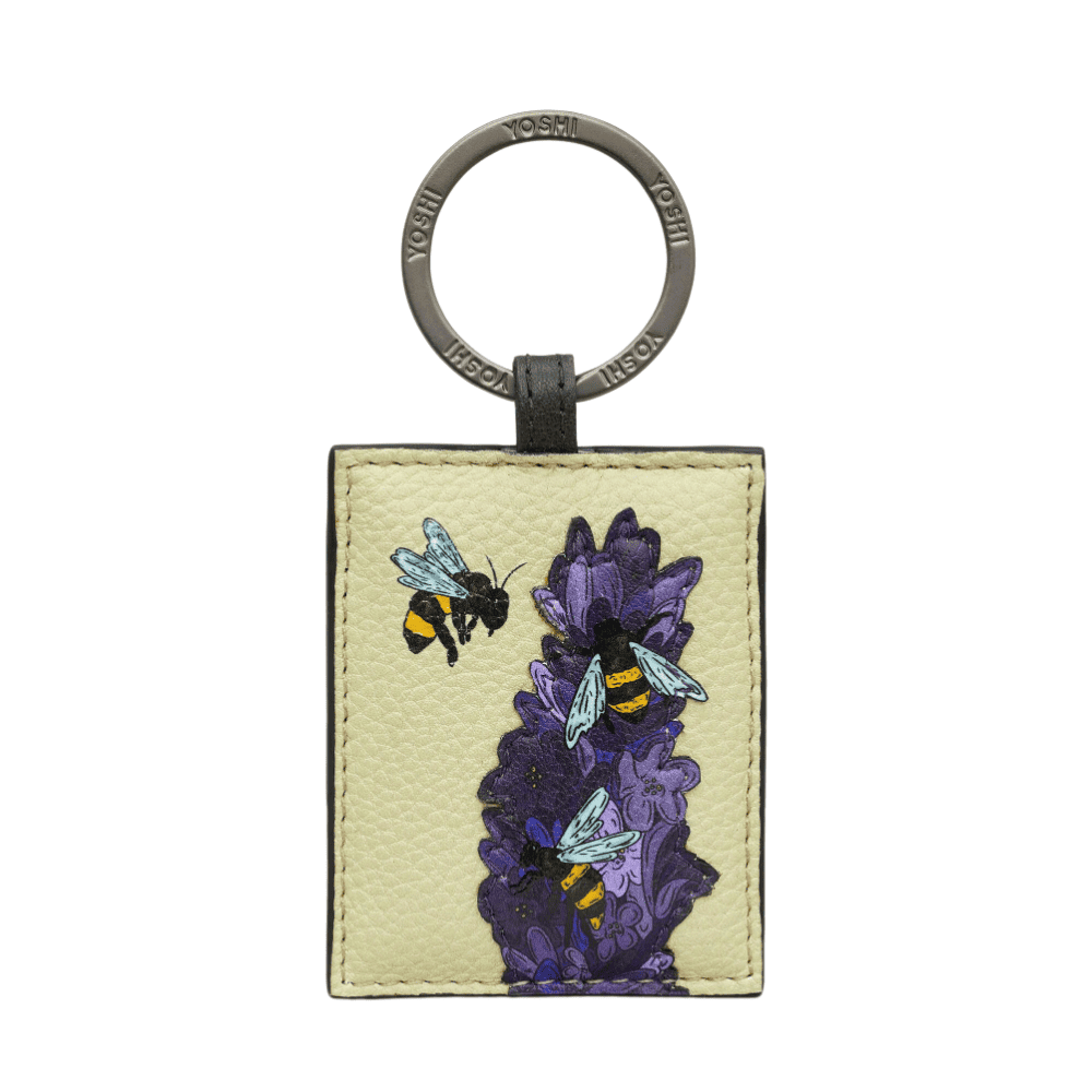 Leather Keyring - Bees Love Lavender - Yellow