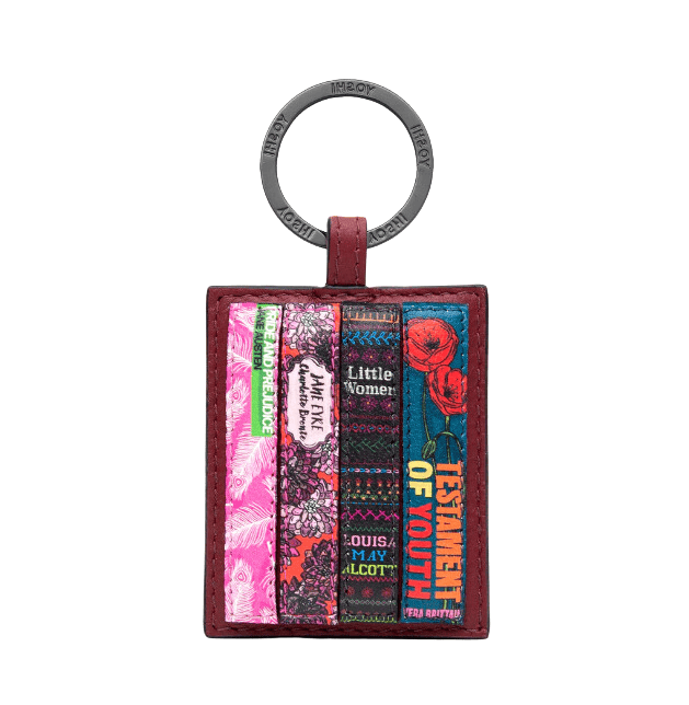 Leather Keyring - Bookworm - Cherry Red