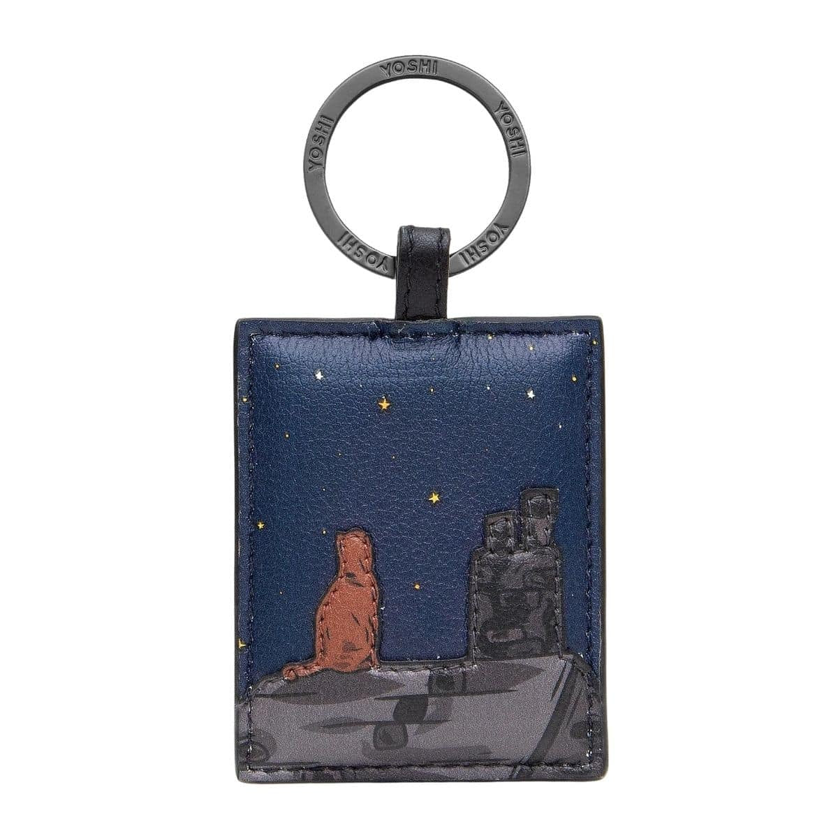 Leather Keyring - Stargazing Cats
