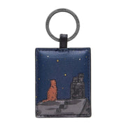 Leather Keyring - Stargazing Cats