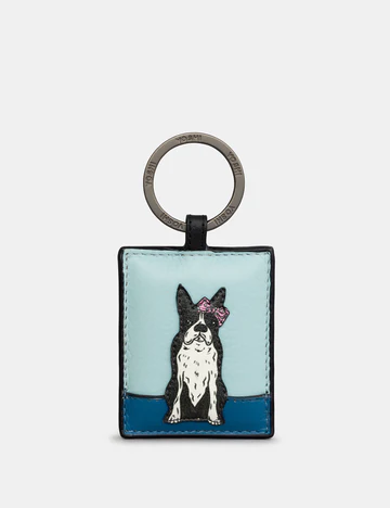 Lether Keyring - Party Dog Black