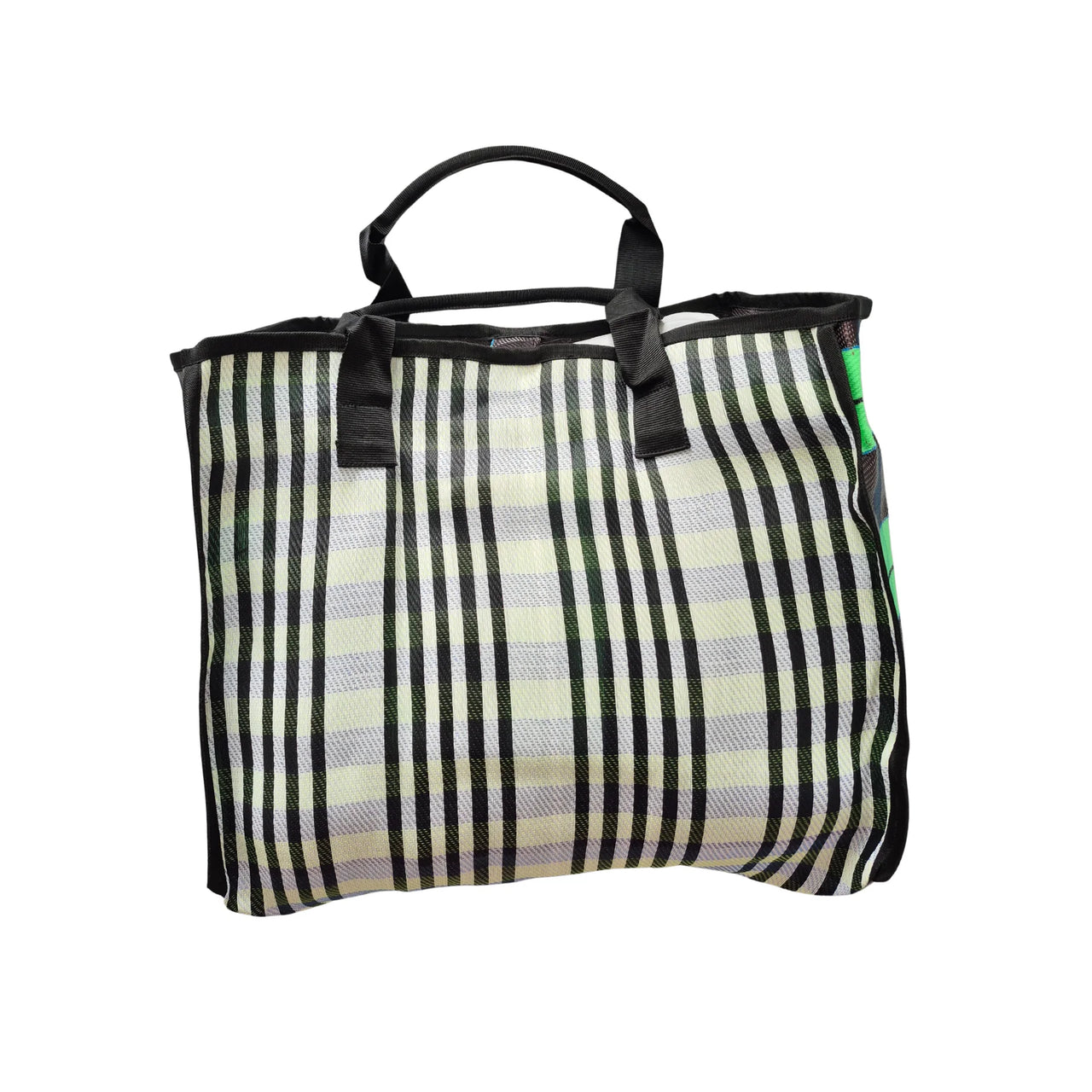 Nylon Tote Bag - Black & Green