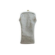 Leather Glasses Case with Retro Clasp - Platinum