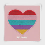 Reusable Sequin Patch Card - Big Love Heart