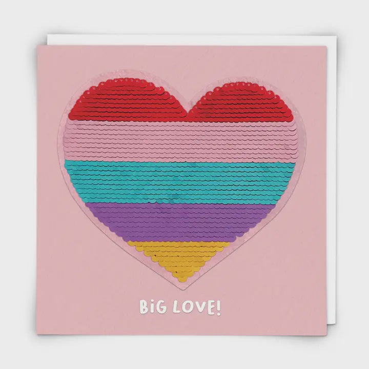 Reusable Sequin Patch Card - Big Love Heart