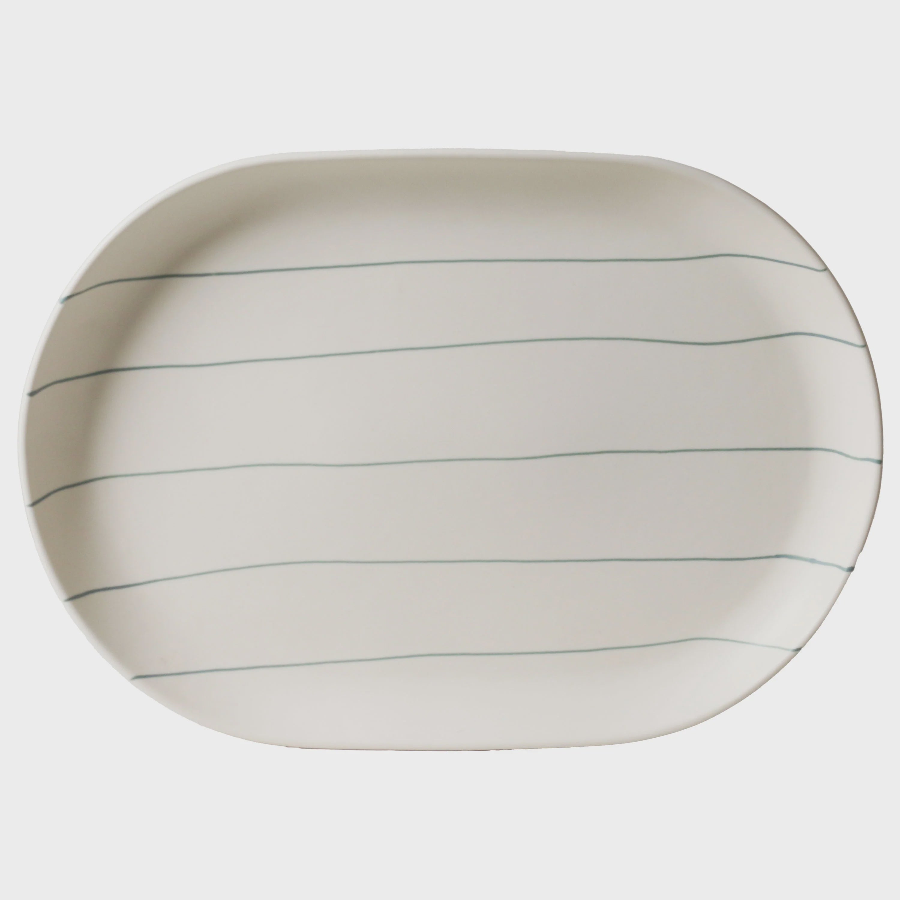 Oval Tray - Coastal Junction Cream & Green Stripe