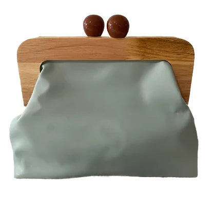 Wood Frame Clutch Bag
