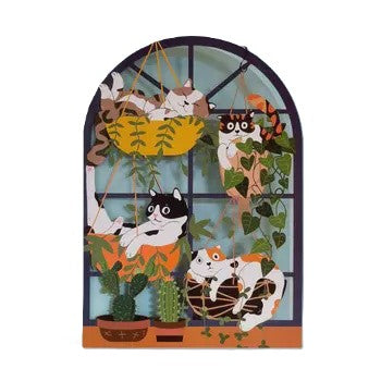 Cut Art Card - Cats In Pots