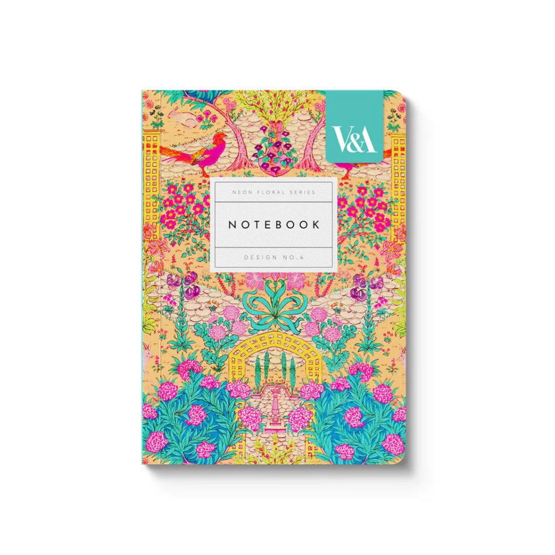A6 Soft Cover Notebook - Neon Floral Ornate Garden