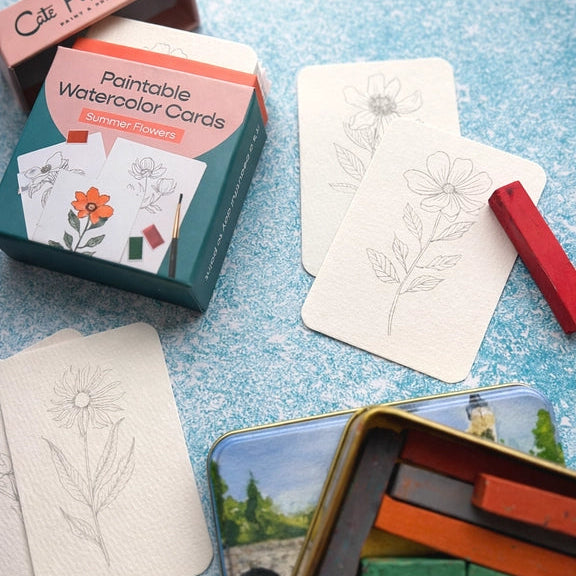 Paintable Watercolour Card Deck - Summer Flowers