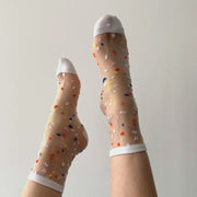 Transparent Mesh Socks - Annabelle Confetti White