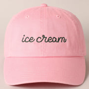 Embroidered Baseball Cap - Ice Cream Light Pink