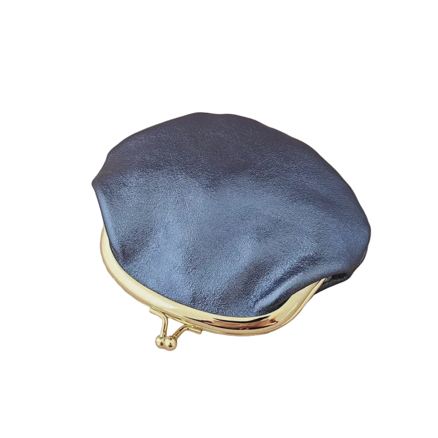 Retro Leather Clasp Purse - Navy