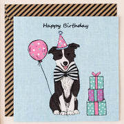 Birthday Border Collie with Bow Card