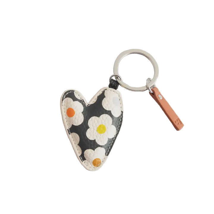 CG Vegan Leather Keyring - Multi Flower Heart