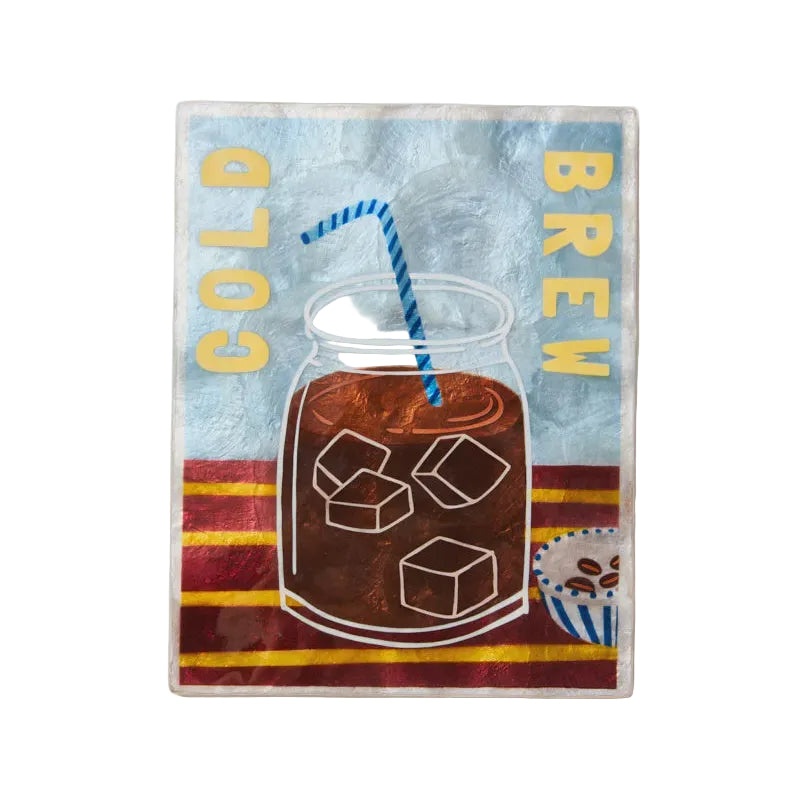 Capiz Shell Art Tile - Barista - Cold Brew