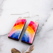 Tapered Rectangle Drop Earrings - Pastel Rainbow