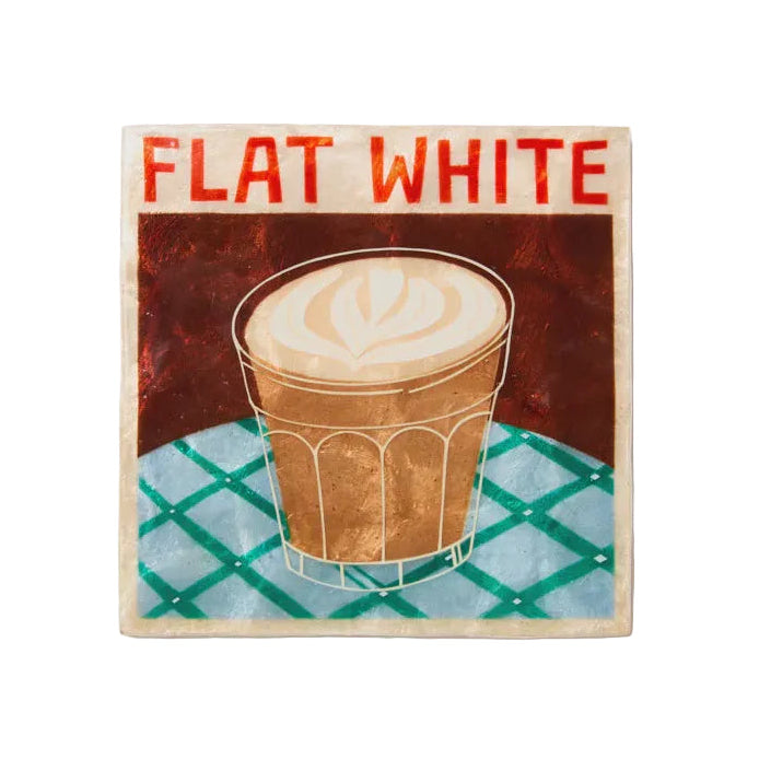 Capiz Shell Art Tile - Barista - Flat White