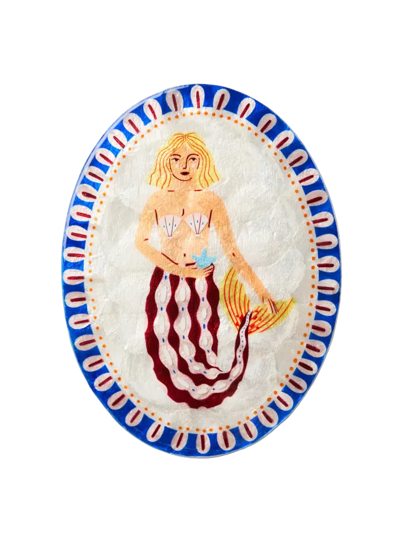 Capiz Shell Art Tile - Mermaid - Coral Cowrie