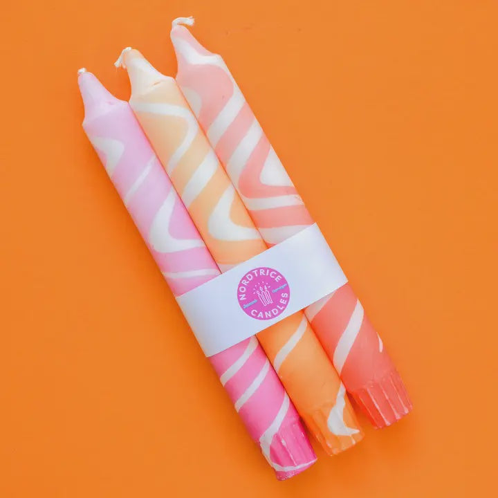 Taper Candles Set of 3 - Marble Sunset Mix