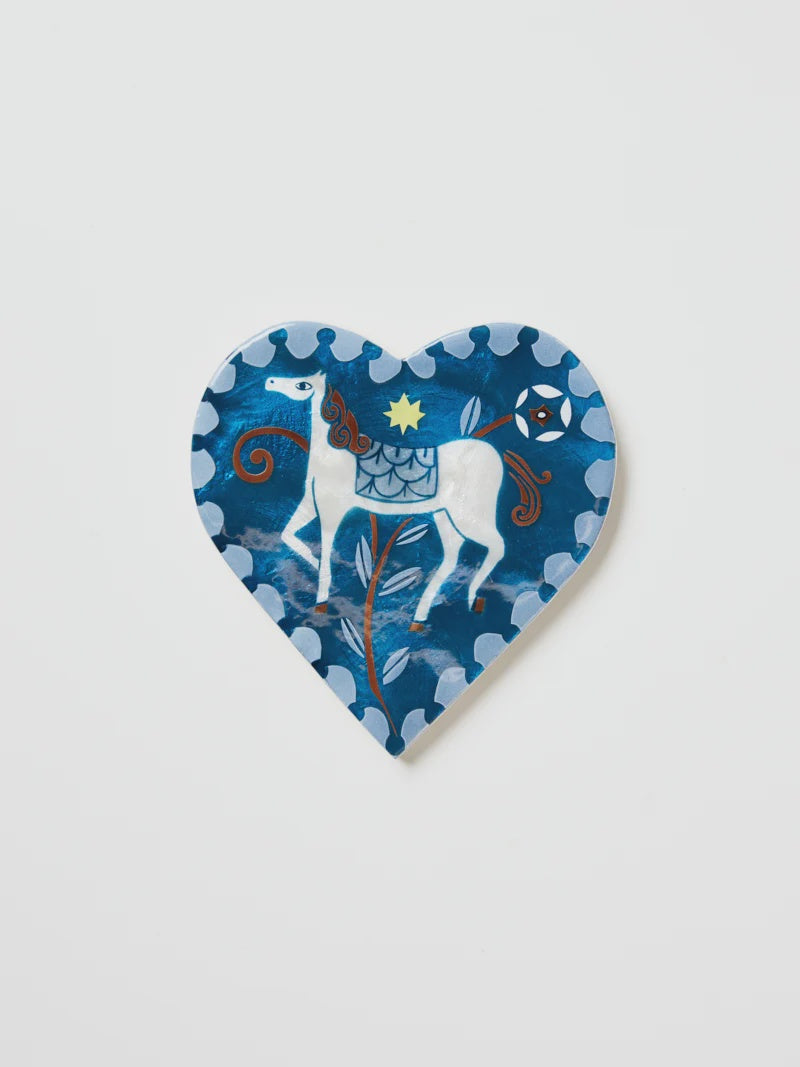 Capiz Shell Art Tile - Paloma - Heart Blue Horse