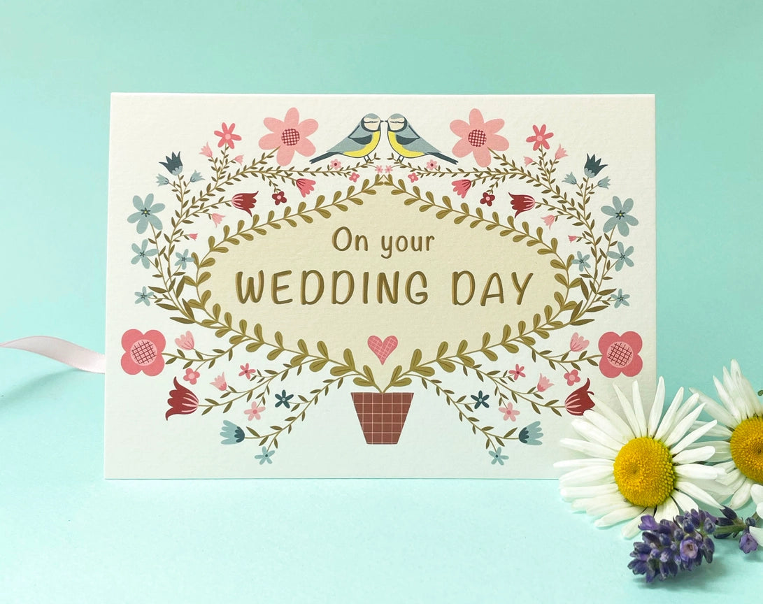 Folk Floral Wedding Card