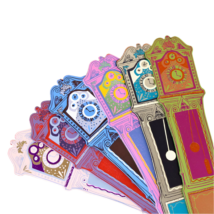 Grandfather Clock Bookmark - Hot Pink
