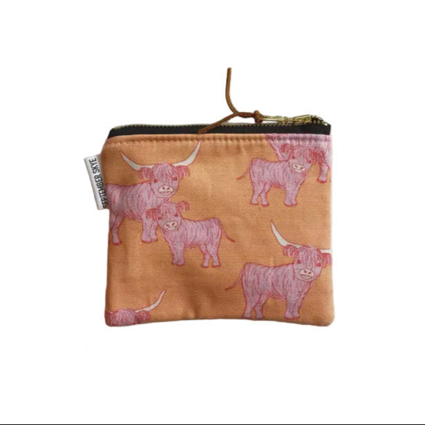 Cotton Coin Pouch - Highland Cow
