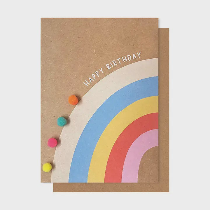 Rainbow Arc Birthday Pom Pom Card