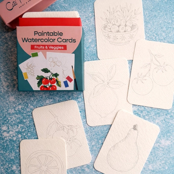 Paintable Watercolour Card Deck - Fruits & Veggies