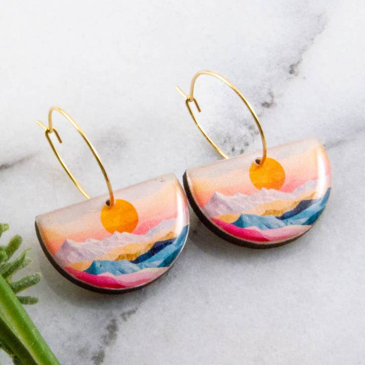 Drop Hoop Earrings - Pastel Sunrise