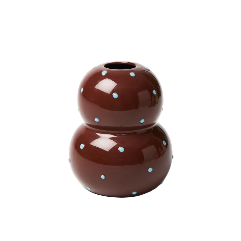 Fonda Vase - Brown Blue Dotty