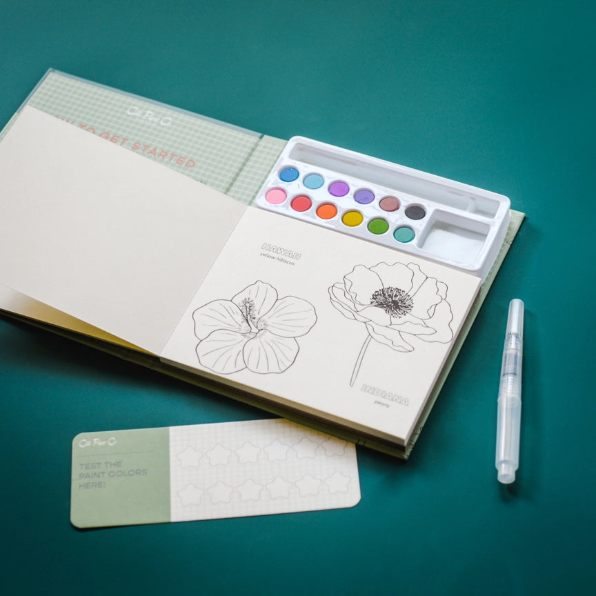 Watercolour Book & Paint Set - State Flowers