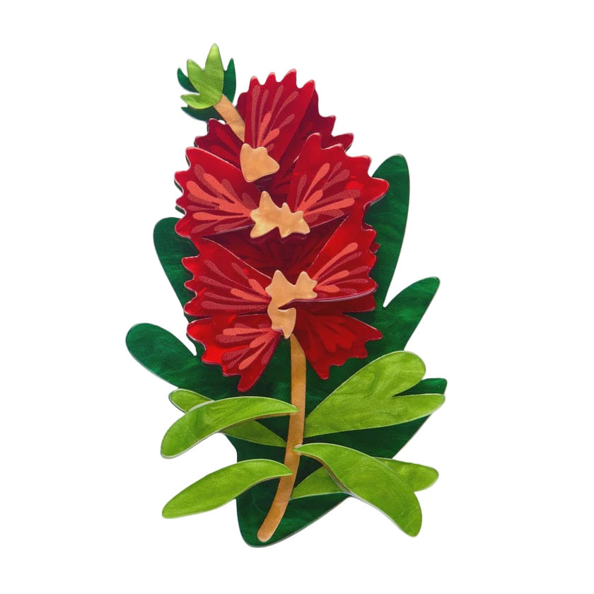 Crimson Bottlebrush Brooch