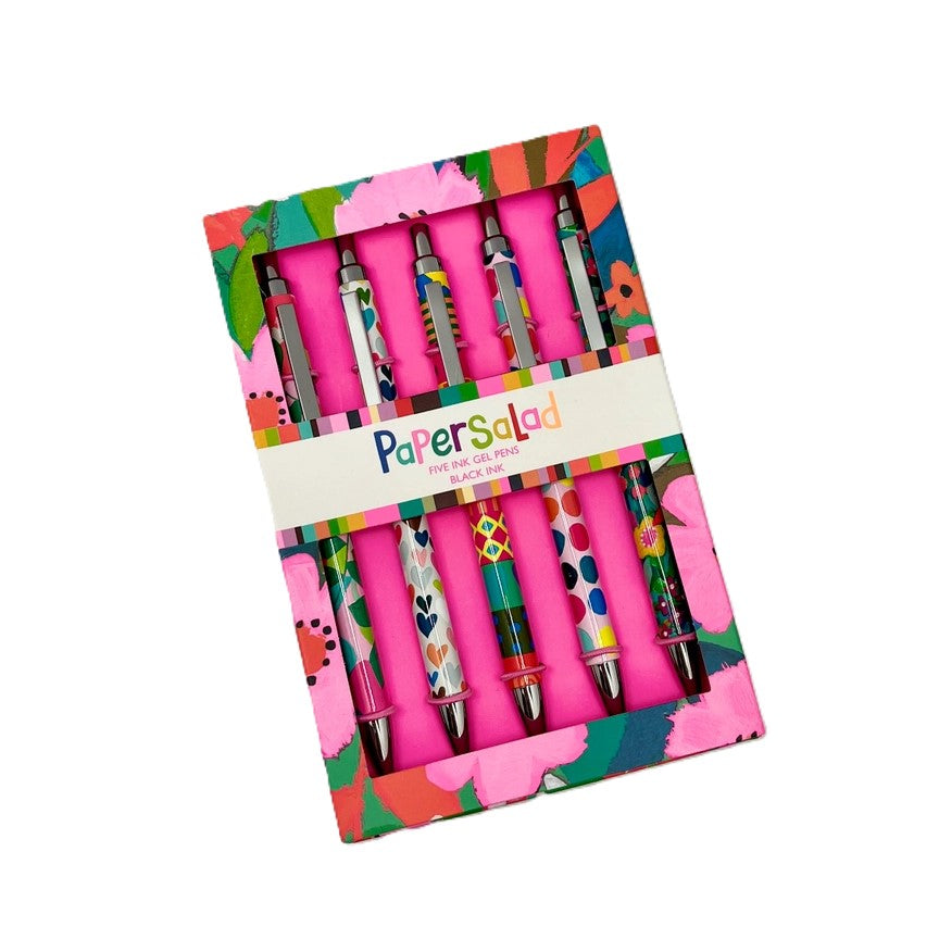 Gift Set of 5 Gel Pens - Paper Salad Colourful Flowers