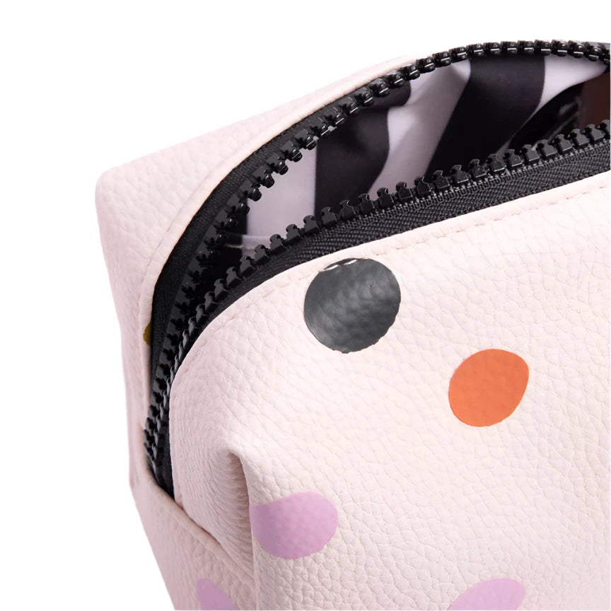 Mini Cube Cosmetic Bag - Pale Pink Multi Spot