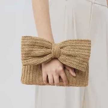 Bacio-Woven Wristlet Clutch Bow