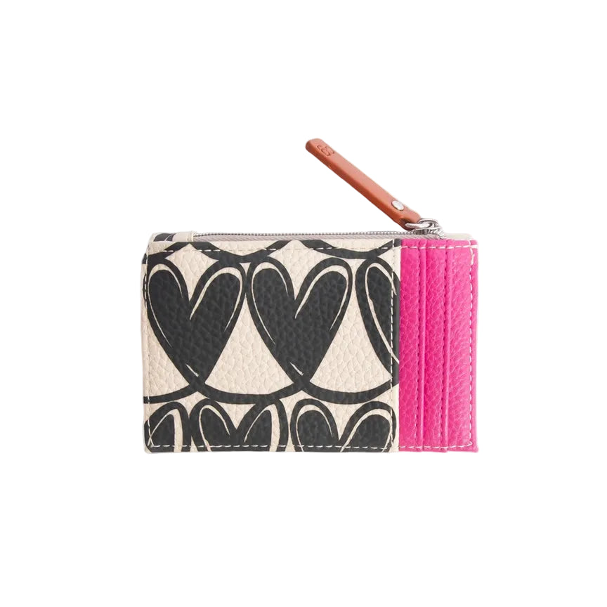Card Holder Coin Purse - Mono Linked Hearts