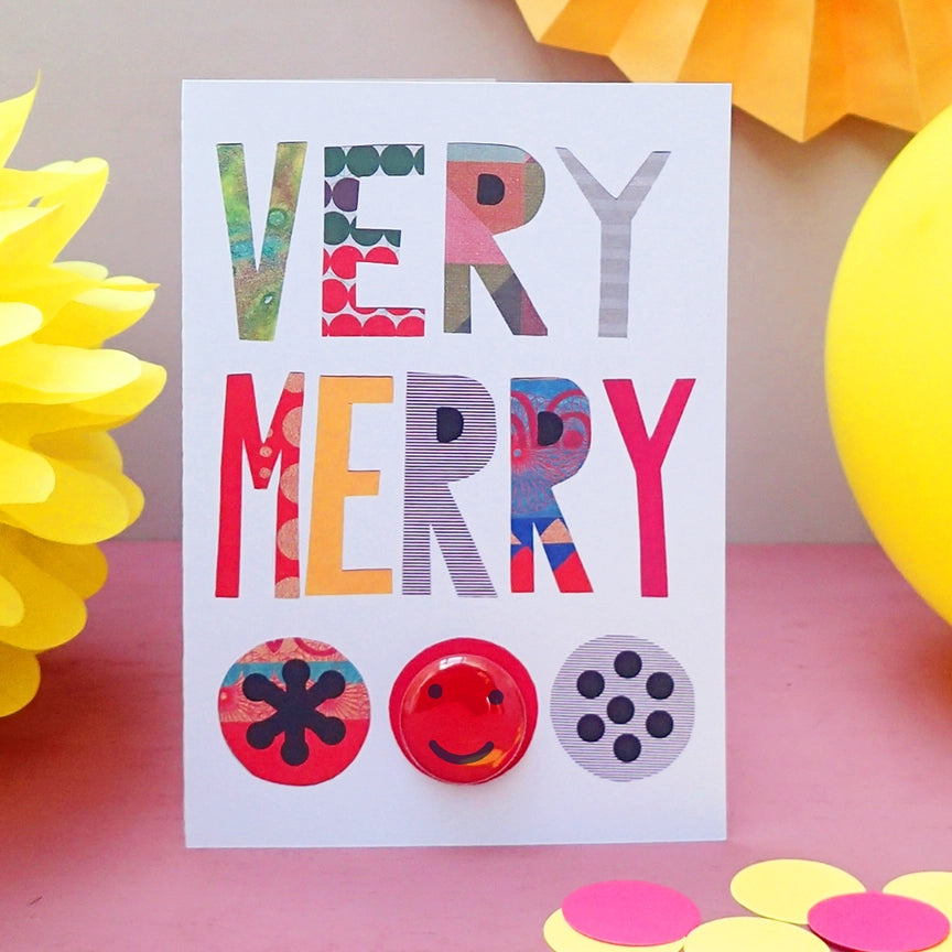 Card With Badge - Collage Text Very Merry