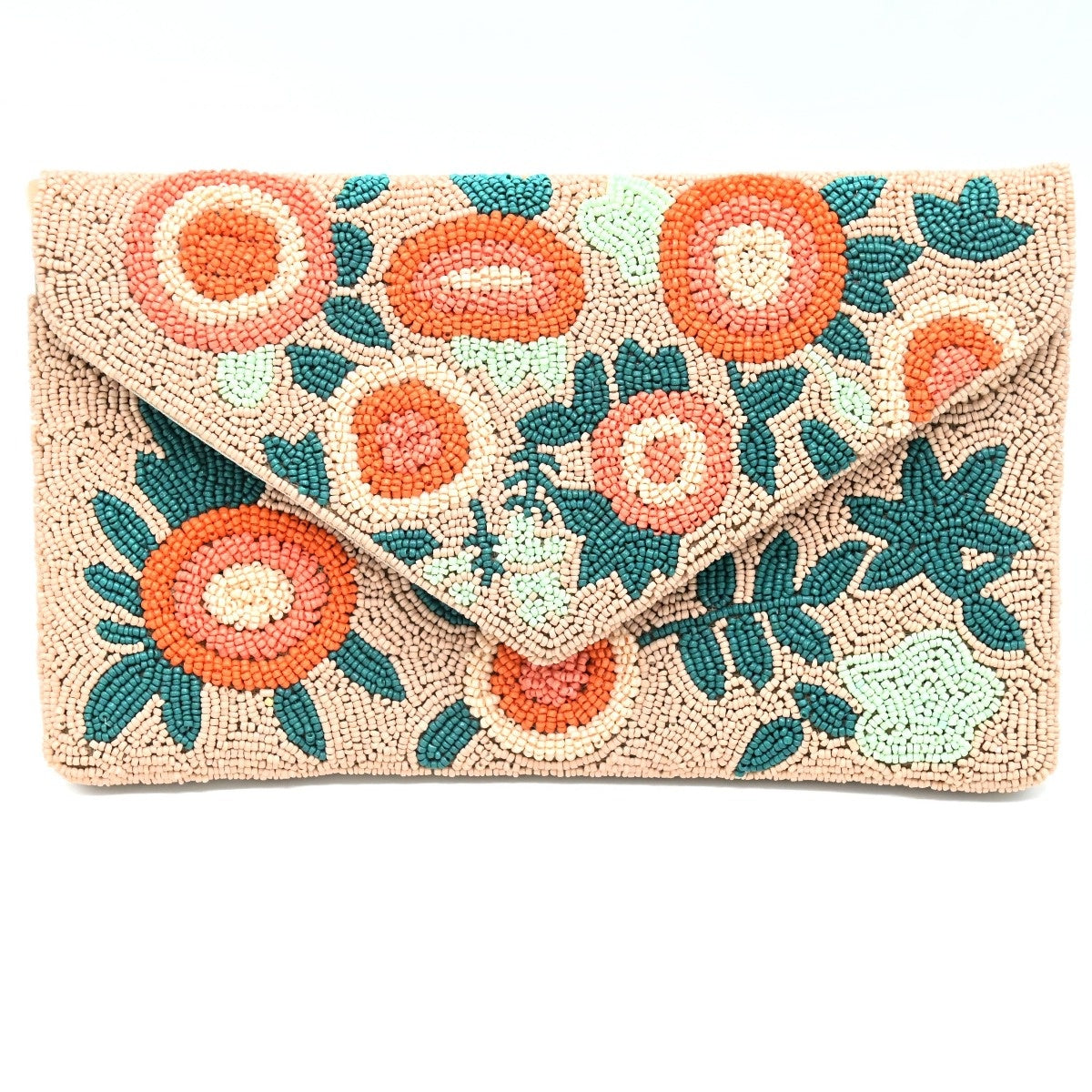 Anna Nova Beaded Clutch Bag - Orange Floral