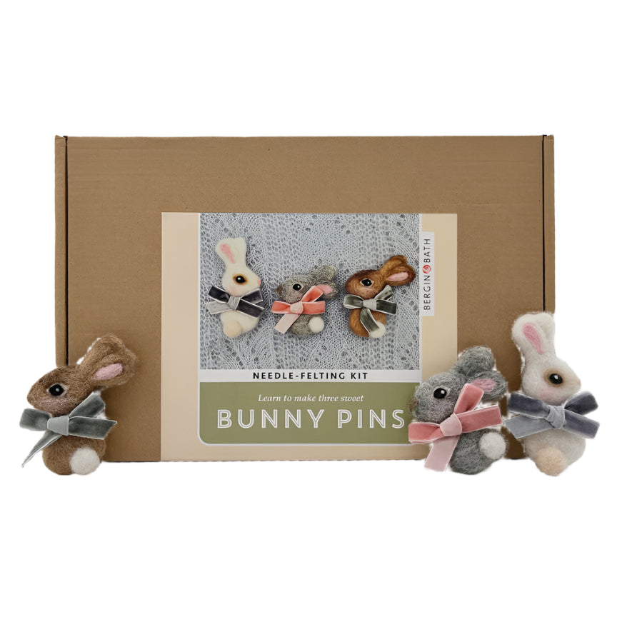 Needle Felting Kit - Bunny Pins
