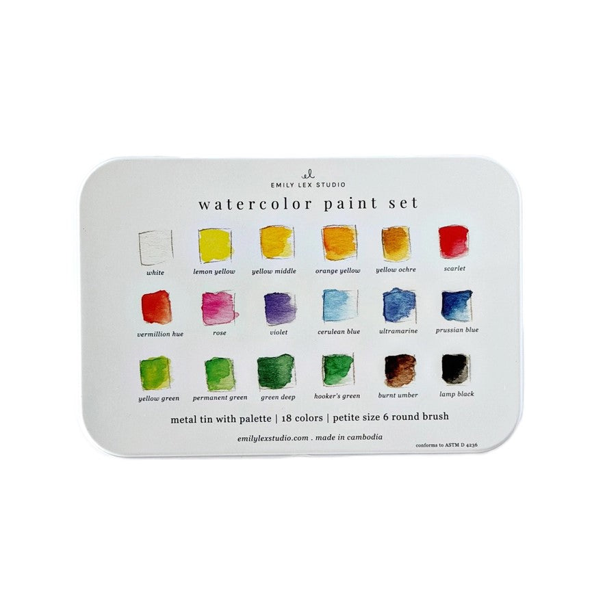 Watercolour Paint Set with Brush - 18 Colours