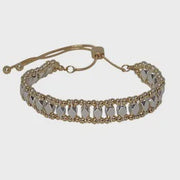 Bordered Bead Slider Bracelet - Gold/Silver