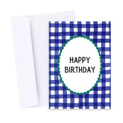 Blue Gingham Happy Birthday Card