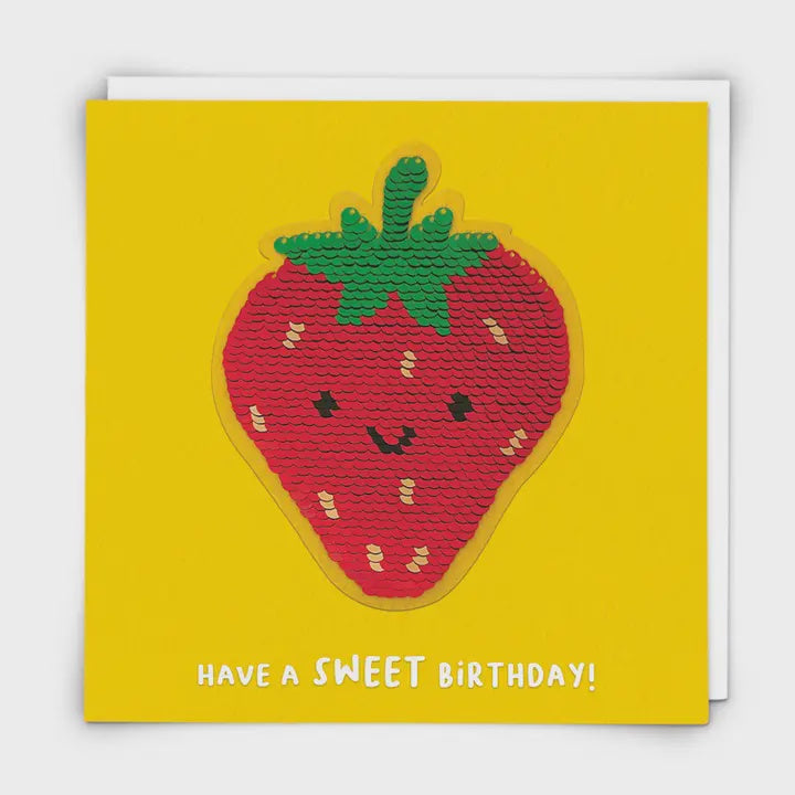 Reusable Sequin Patch Card - Strawberry Sweet Birthday