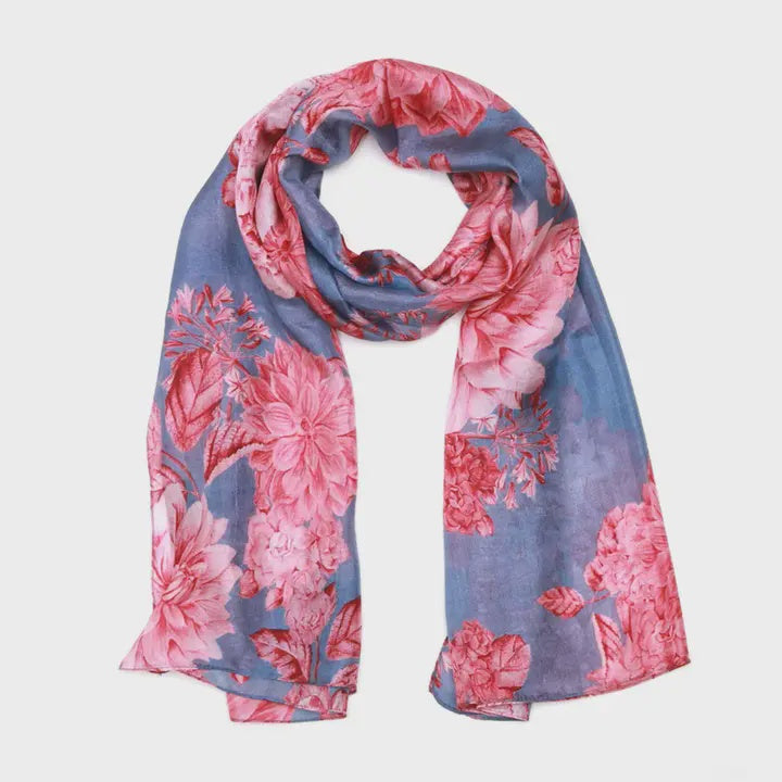 Floral 100% Silk Scarf - Pink