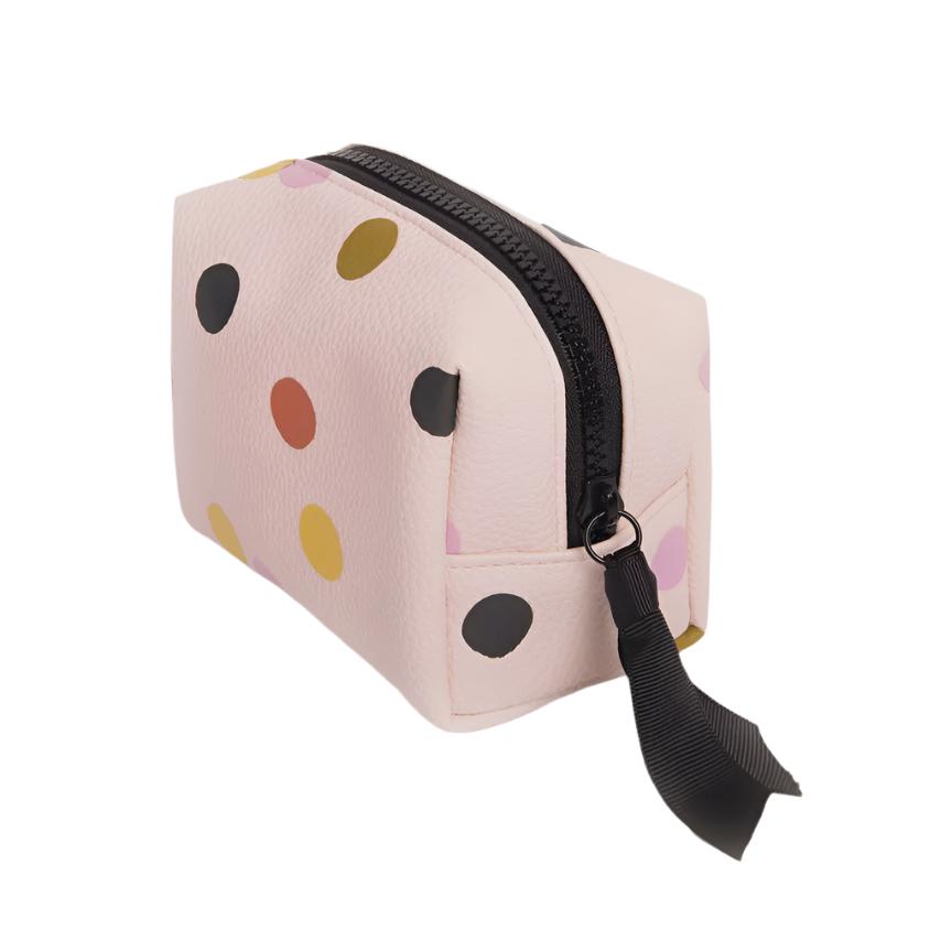 Mini Cube Cosmetic Bag - Pale Pink Multi Spot