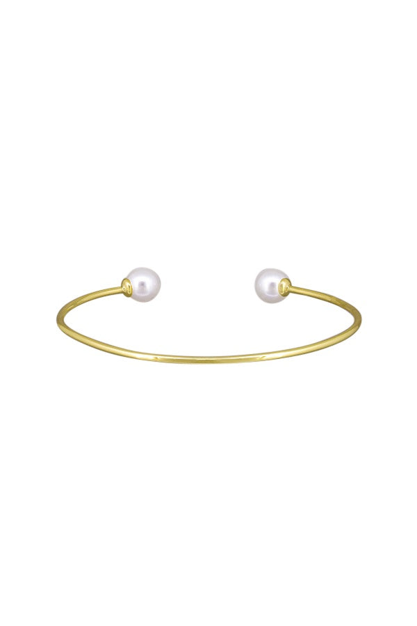 Gold and Pearl Open Bangle