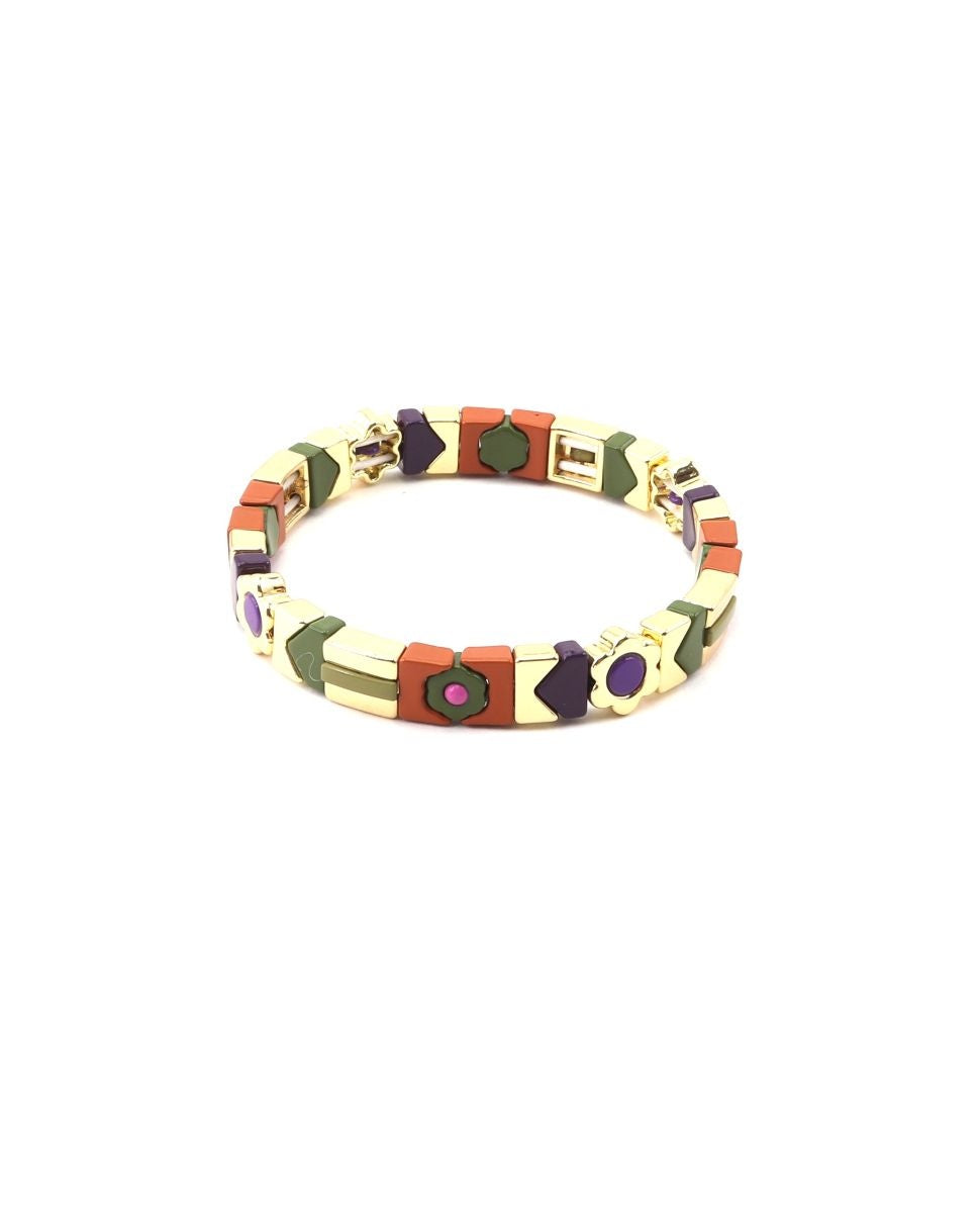 Tile Bracelet - Rust Flower Candy